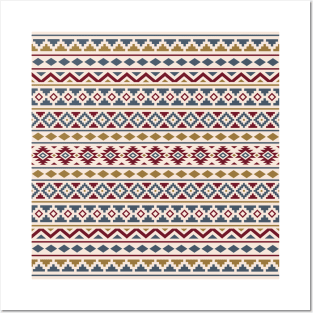 Aztec Essence Pattern II Blue Red Gld Crm Posters and Art